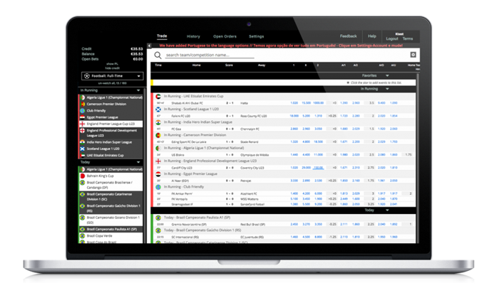 Interface de seleção das melhores cotas